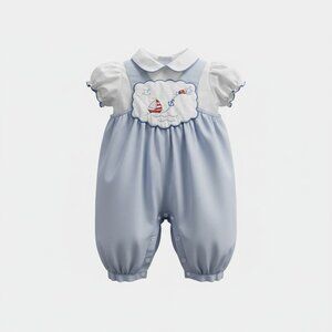 Vintage Infants One Piece Blue Striped Romper and Blouse 3-6 Months